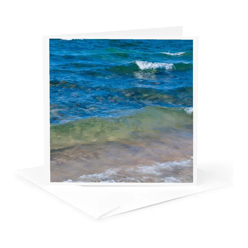 Blue Ocean Waves Card: Clear Water Greeting Card for Gratitude