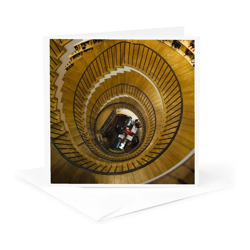 Golden Spiral Staircase Card – Greeting Card in natural