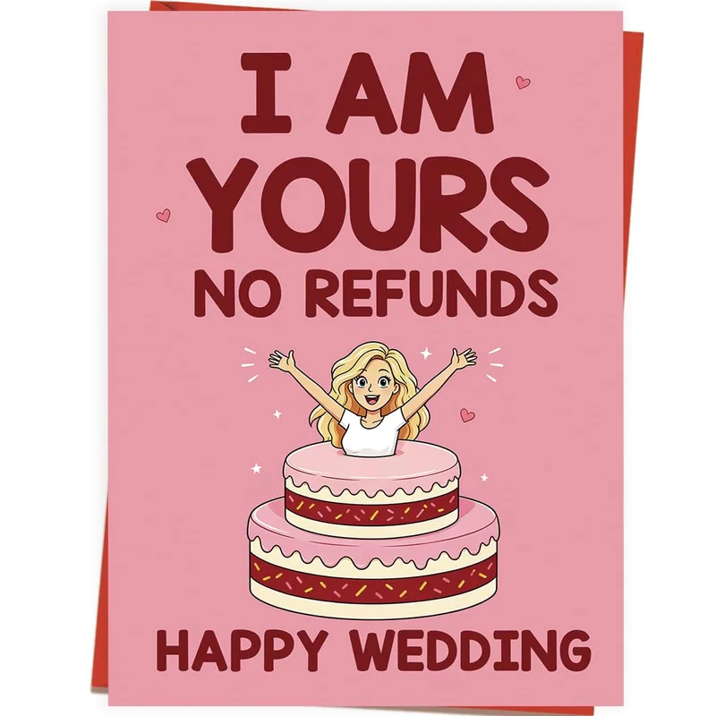 Pink Cake Bride Wedding Card – Greeting Card in natural