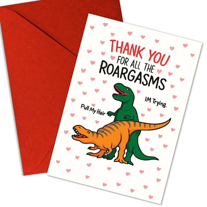 T-Rex Dinosaurs Thank You Card for Roargasm Lovers