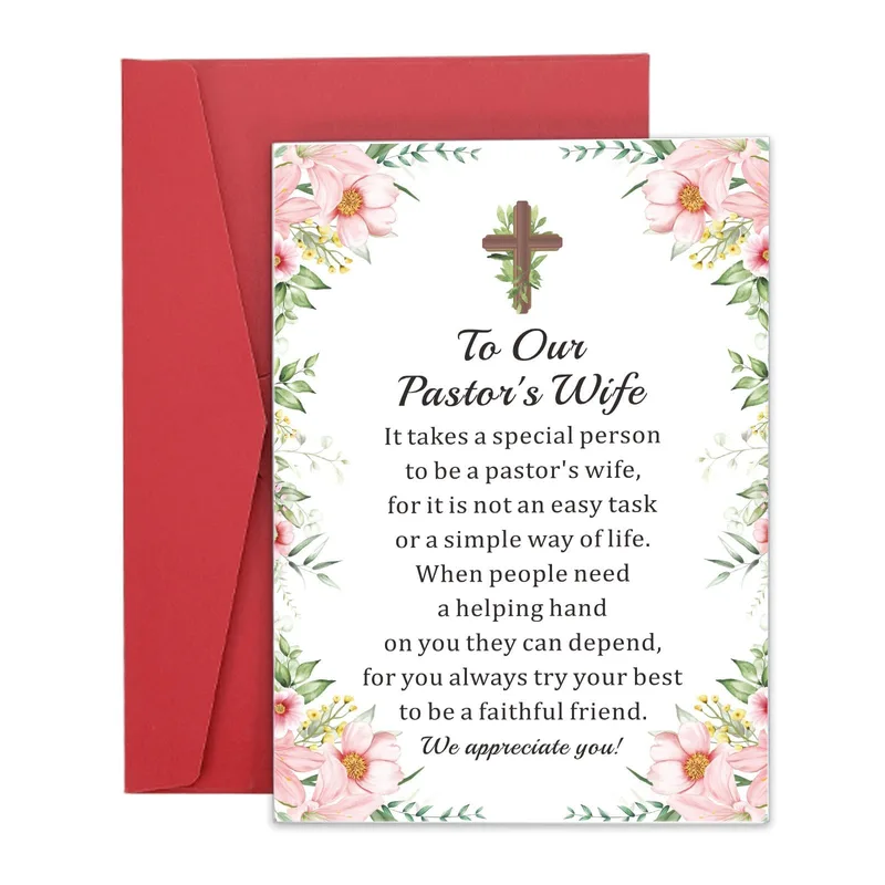 Pink Floral Pastor Card Celebrating the Special Woman Behind the Cross