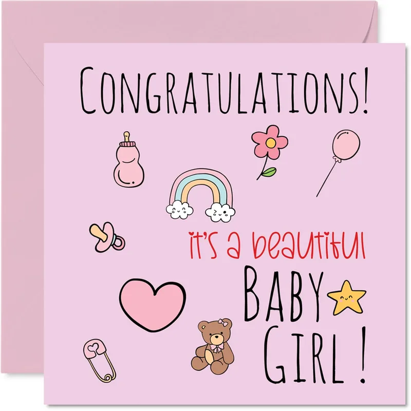 Baby Girl Card New Baby Card Celebrating a New Arrival with Joy