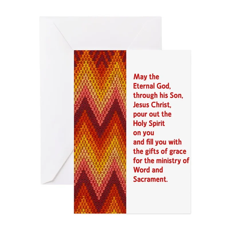 Red Zigzag Pattern Card: Ordination Blessing Design