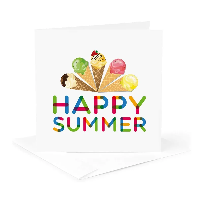 Colorful Ice Cream Cone Card – Greeting Card in natural
