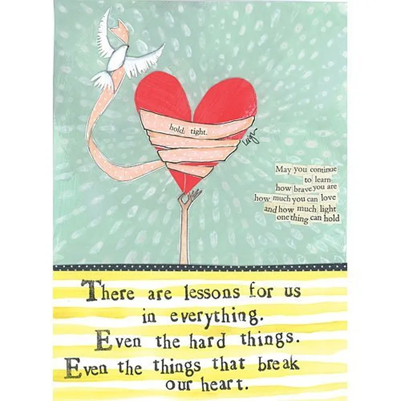 Red Heart Ribbon Encouragement Card for Hard Times