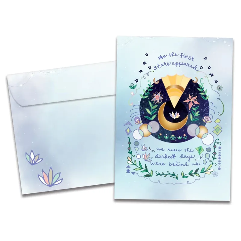 Moon Stars Wreath Encouragement Card – Greeting Card in natural