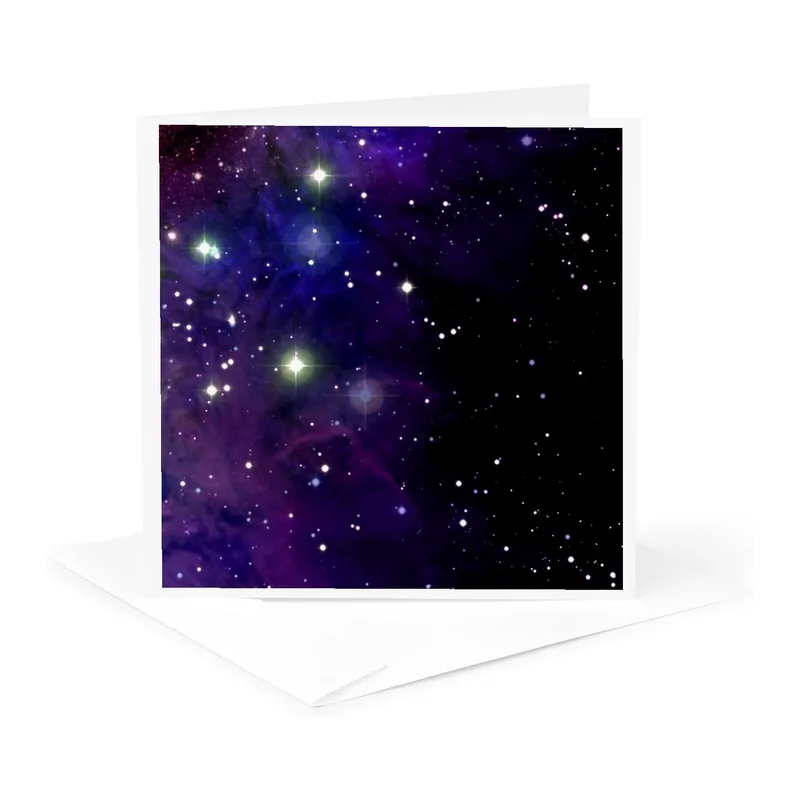 Purple Galaxy Starfield Card – Deep purple nebula with bright twinkling stars in outer space – Greeting Card in natural