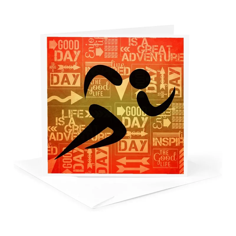 Orange Runner Silhouette Encouragement Card for Runners
