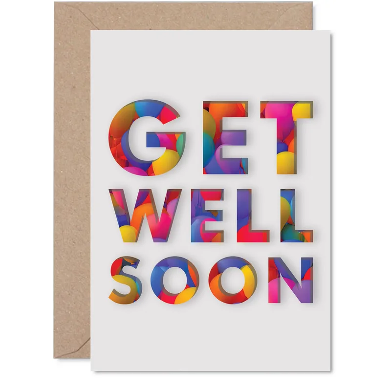 Colorful Letters Typography Get Well Card for Brightening Days
