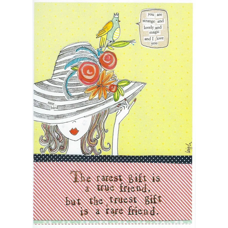 Woman Flowered Hat Friendship Card – Greeting Card in natural