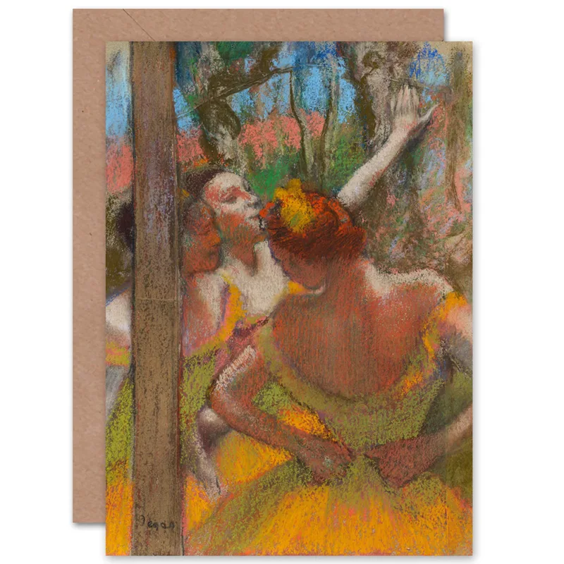 Pastel Ballerinas Painting Card: Artistic Dancer Greeting