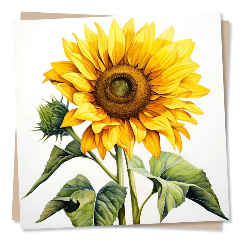 Yellow Sunflower Illustration Card: A Vibrant Floral Greeting