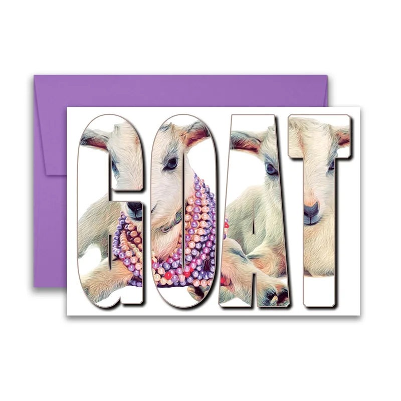 Goats Letter Typography Card: A Goofy Tribute to the GOAT