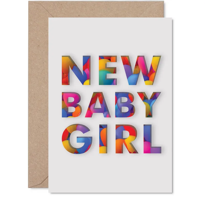 Rainbow Letters Typography Card – Greeting Card in natural