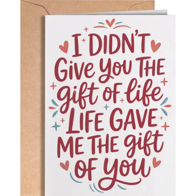 Red Script Hearts Card: A Humorous Adoption Greeting for New Parents