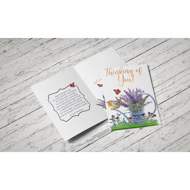 Lavender Basket Flowers Thinking of You Card for Sending Comfort
