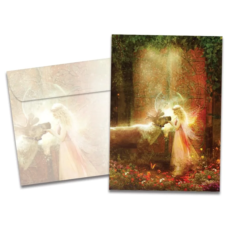 Golden Forest Fairy Light Card – Greeting Card in natural