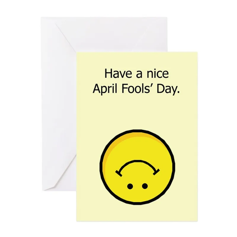 Yellow Smiley Face Card: Prankster Greeting for April 1st