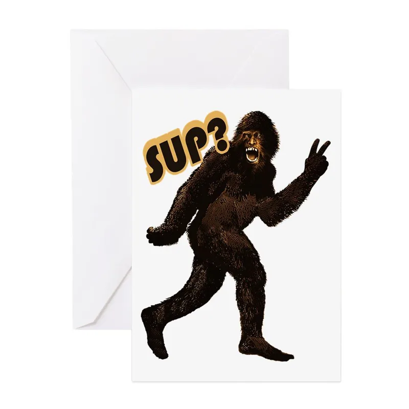 Bigfoot Peace Sign Card: A Furry Greeting for Weird Friends
