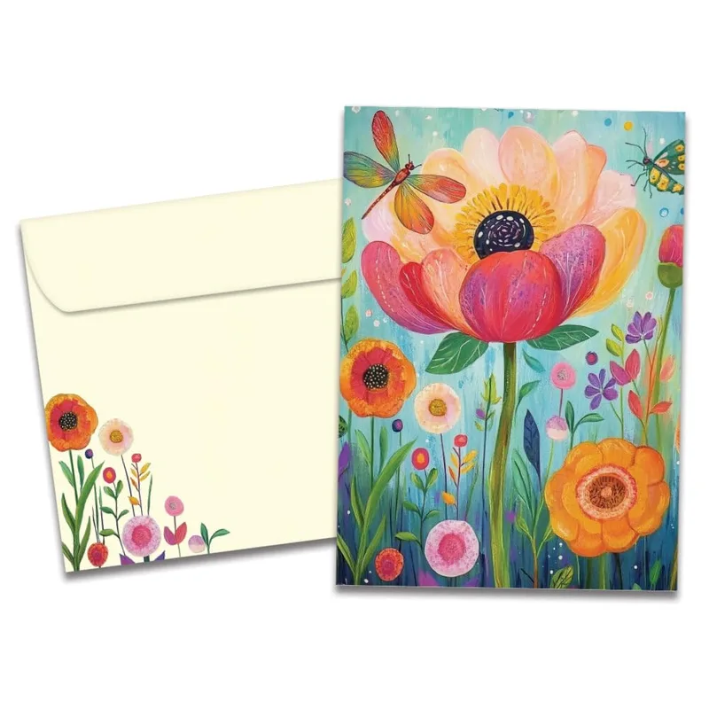 Colorful Wildflower Painting Card: A Vibrant Floral Thank You Note