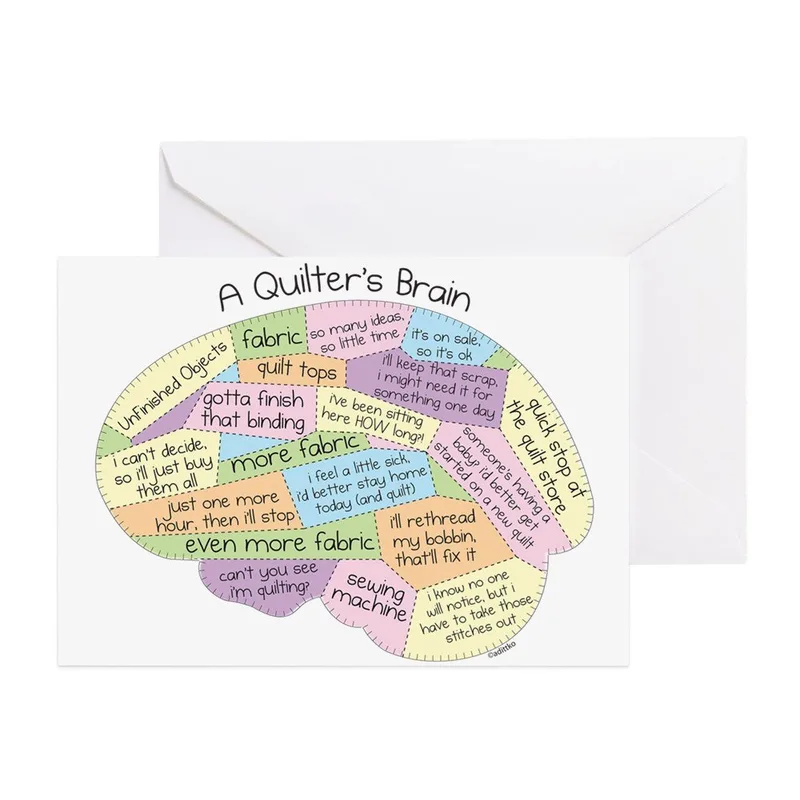 Pastel Quilting Brain Diagram Card: A Quilter's Brain Greeting Card
