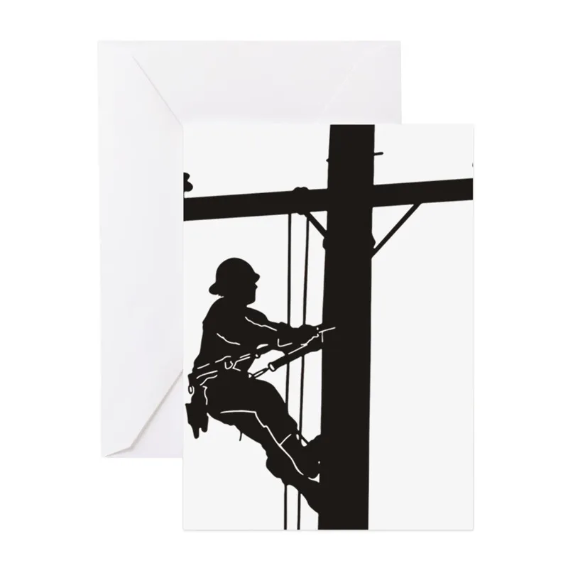 Black Silhouette Lineman Card Celebrating Utility Workers