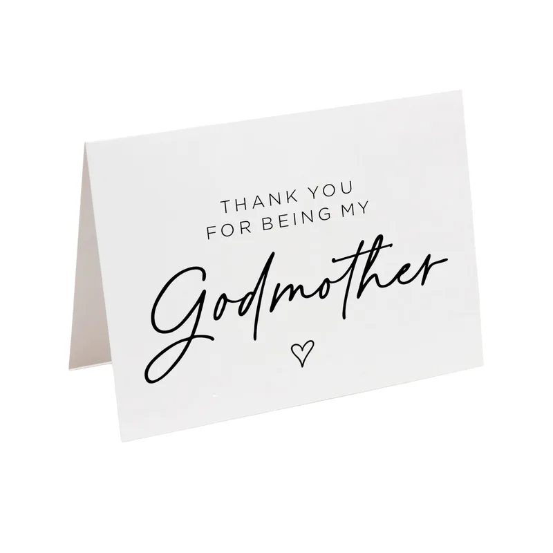 Elegant Script Godmother Thank You Card for Special Blessings