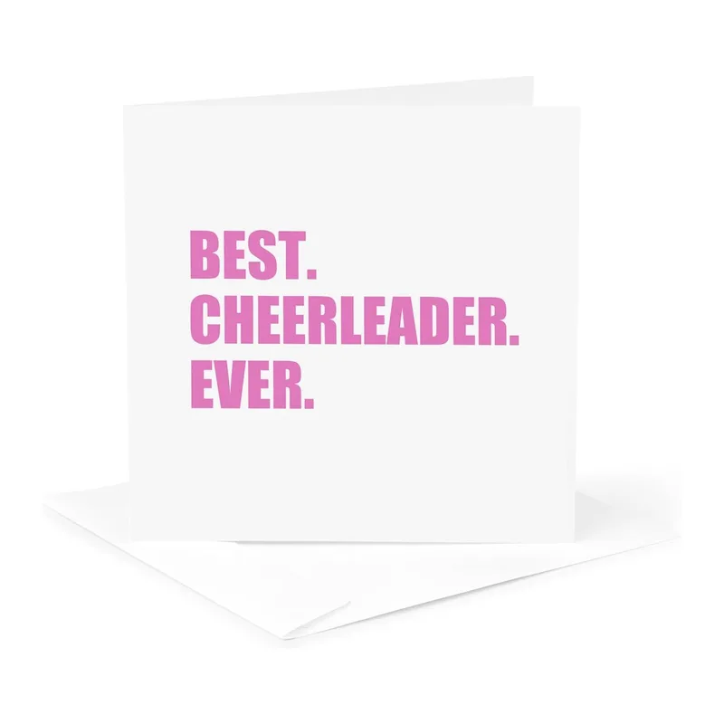 Pink Bold Typography Card: Best Cheerleader Ever Greeting