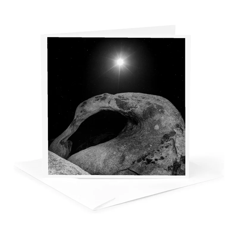 Black White Moonrise Arch Card: Sierra Nevada Rock Formation