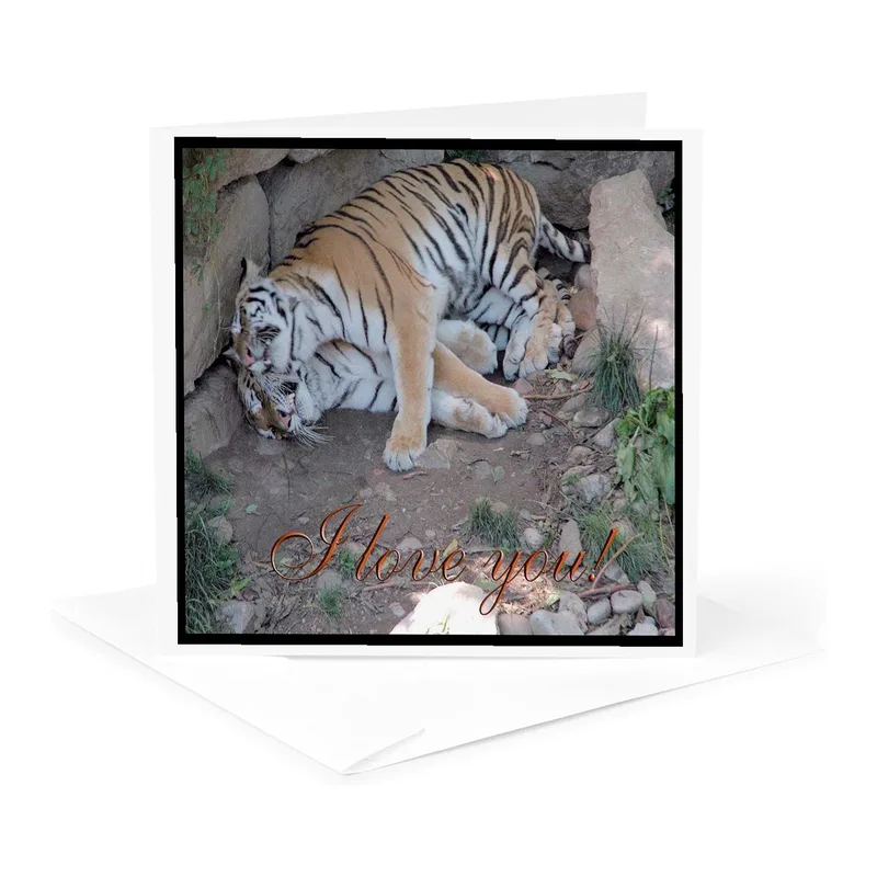 Sleeping Tiger Photo Love Card for Wild Affection