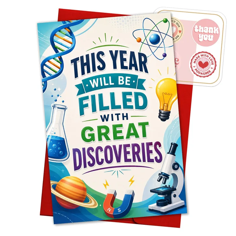 Science STEM Lab Icons Card – Greeting Card in natural
