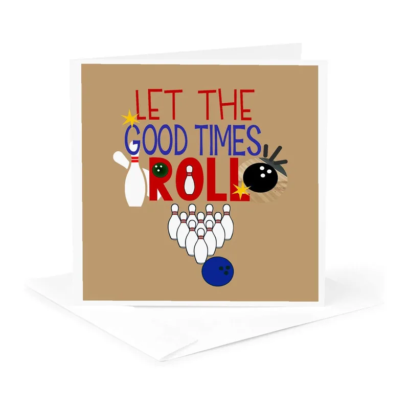 Bowling Pins Ball Kraft Card: Let the Good Times Roll Design