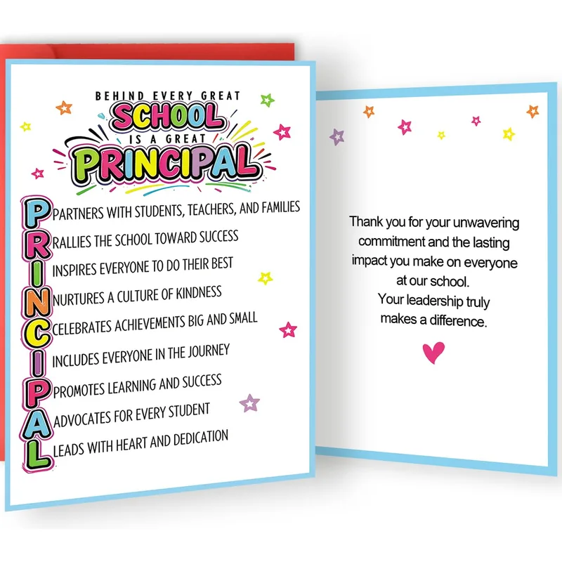 Colorful Acrostic Principal Card Celebrating School Leadership
