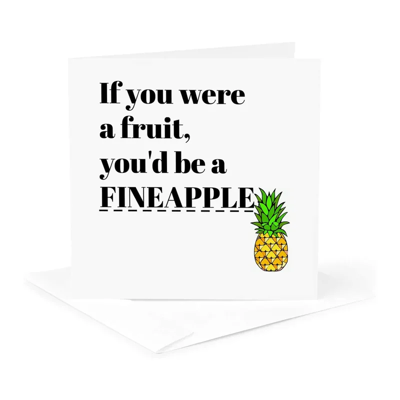 Pineapple Illustration Pun Card: A Fineapple Greeting Card for Fun
