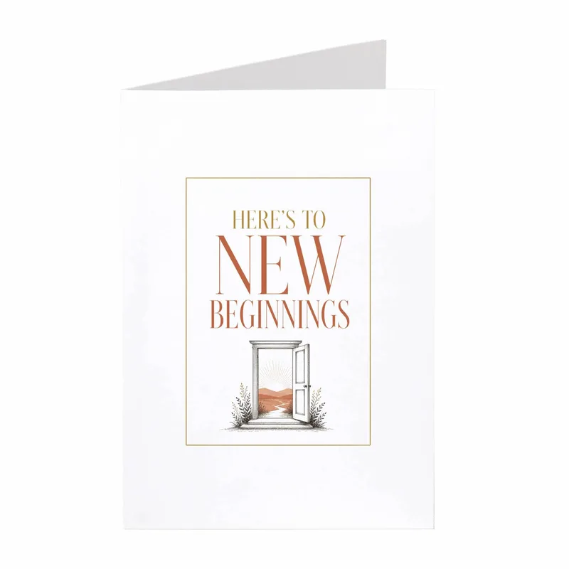 Hourglass New Beginnings Card featuring an open door