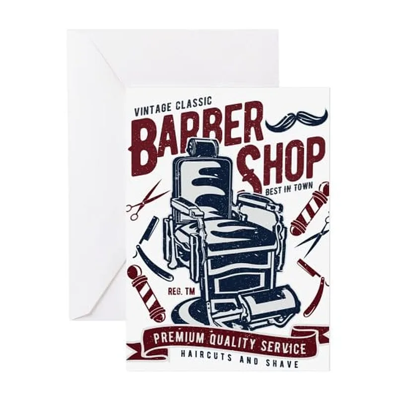 Vintage Barber Tools Pattern Card features a retro barber