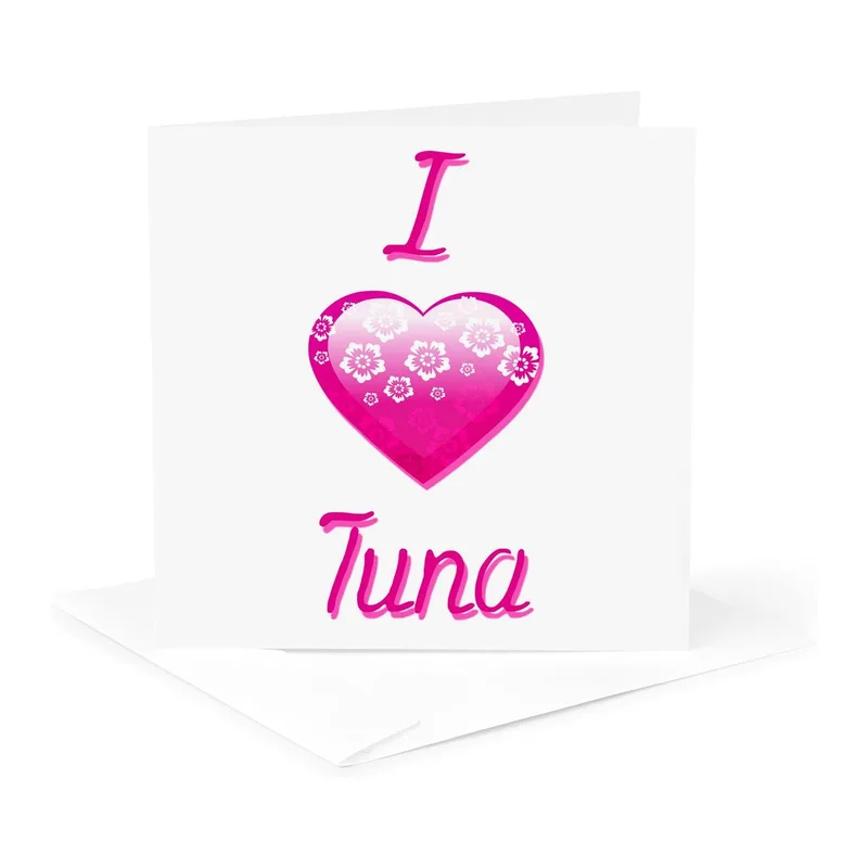 Pink Heart Tuna Love Card for Fish Lovers