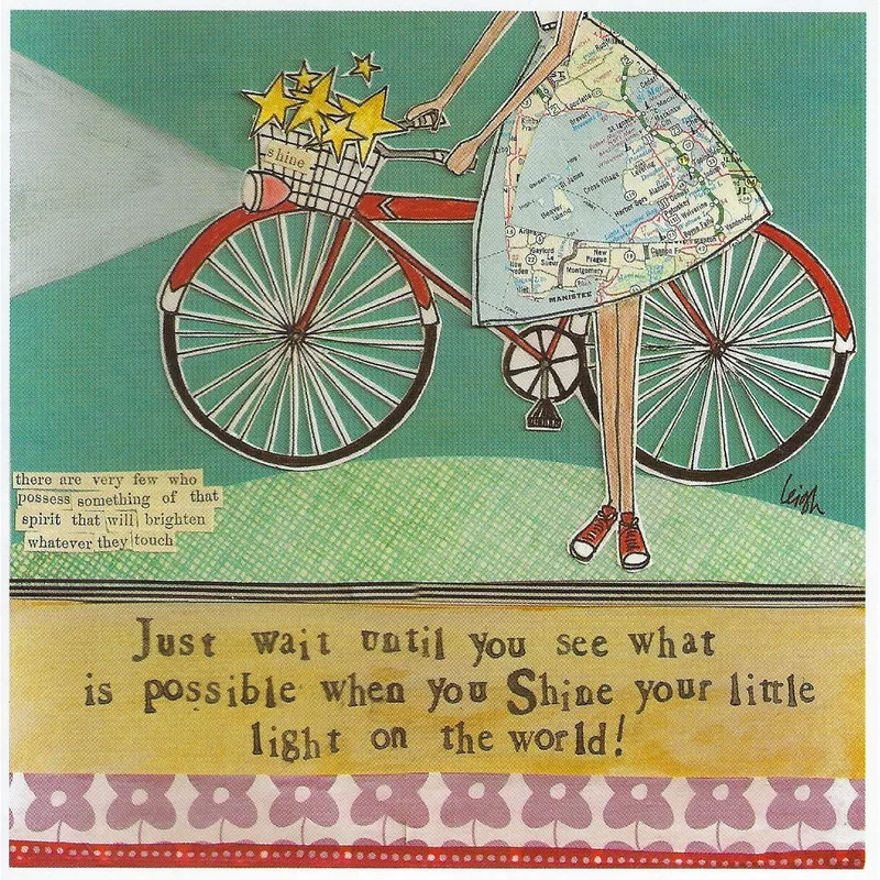 Bicycle Map Collage Encouragement Card for Shining Lights