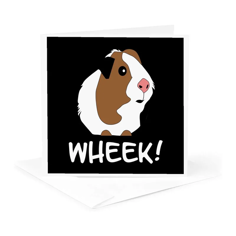 Cartoon Guinea Pig Black Card: Wheek! Funny Greeting