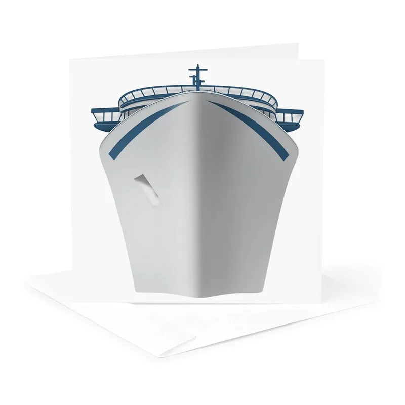 White Cruise Ship Front Card for Travelers Who Love the Open Sea