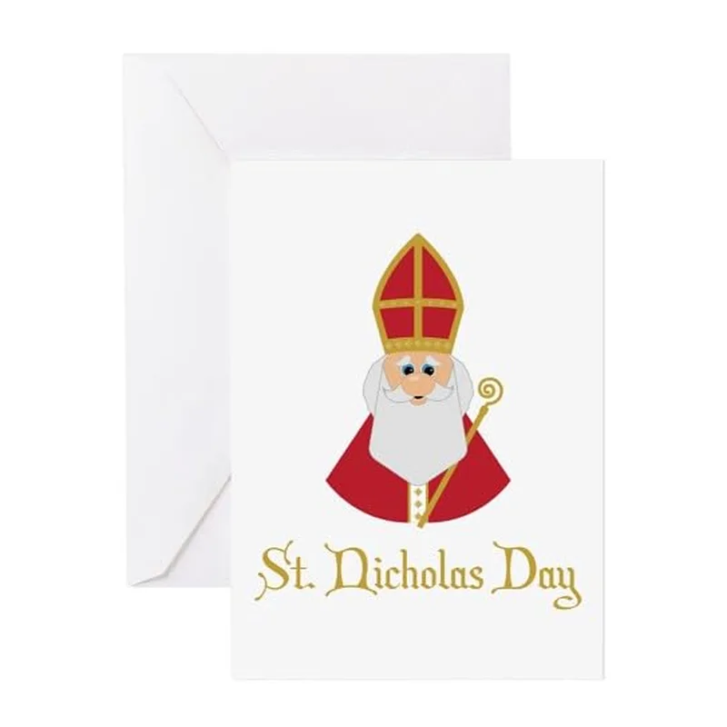Bishop Saint Nicholas Illustration Card featuring a cartoon bishop