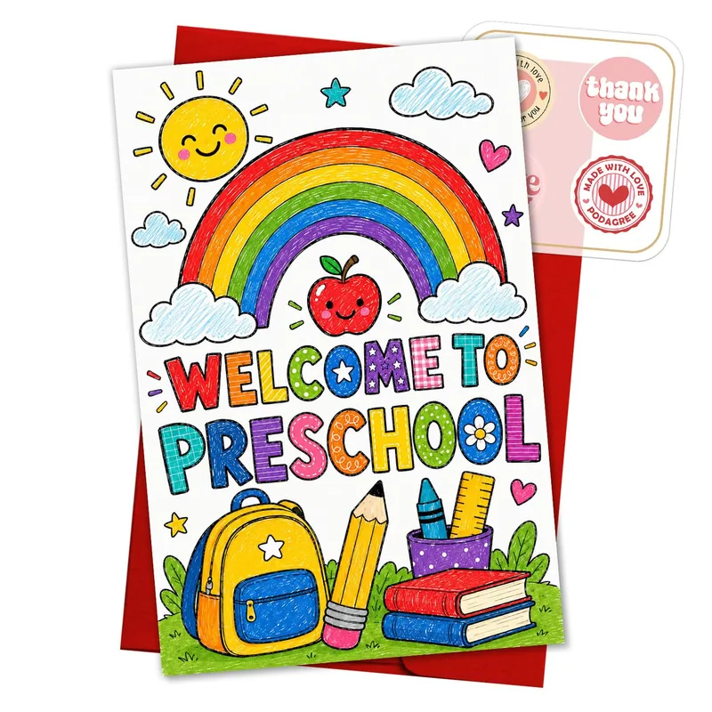 Rainbow Preschool Welcome Card