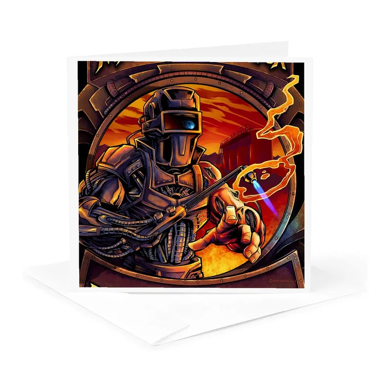 Robot Welder Sparks Card: A Sci-Fi Thank You for Industrial Workers
