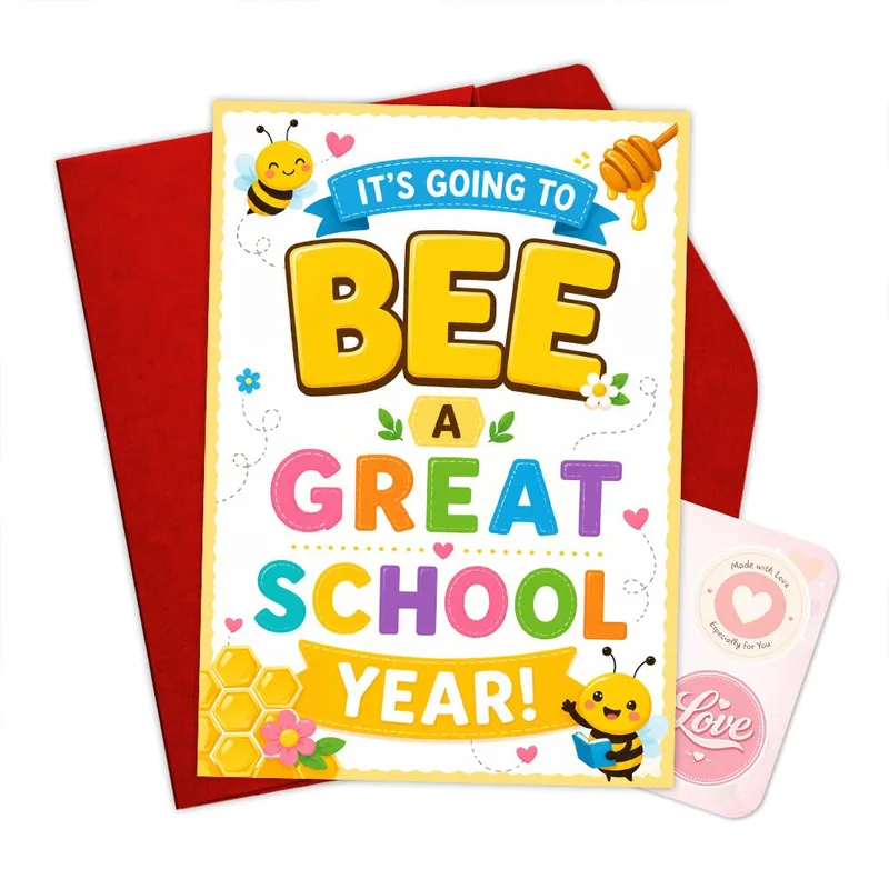 Bee Honeycomb Colorful Card for a Great School Year