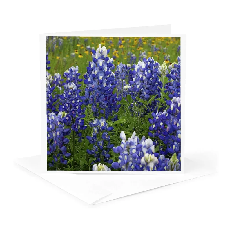 Blue Bluebonnet Field Card: Texas Wildflower Thank You Design