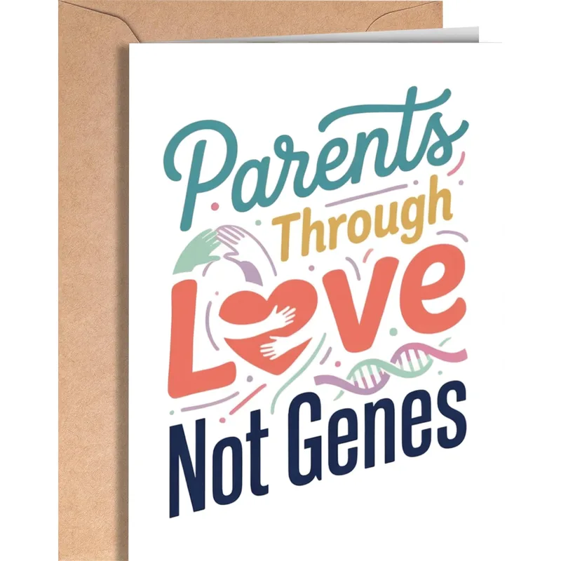Colorful Typography Adoption Card Celebrating Family Bonding