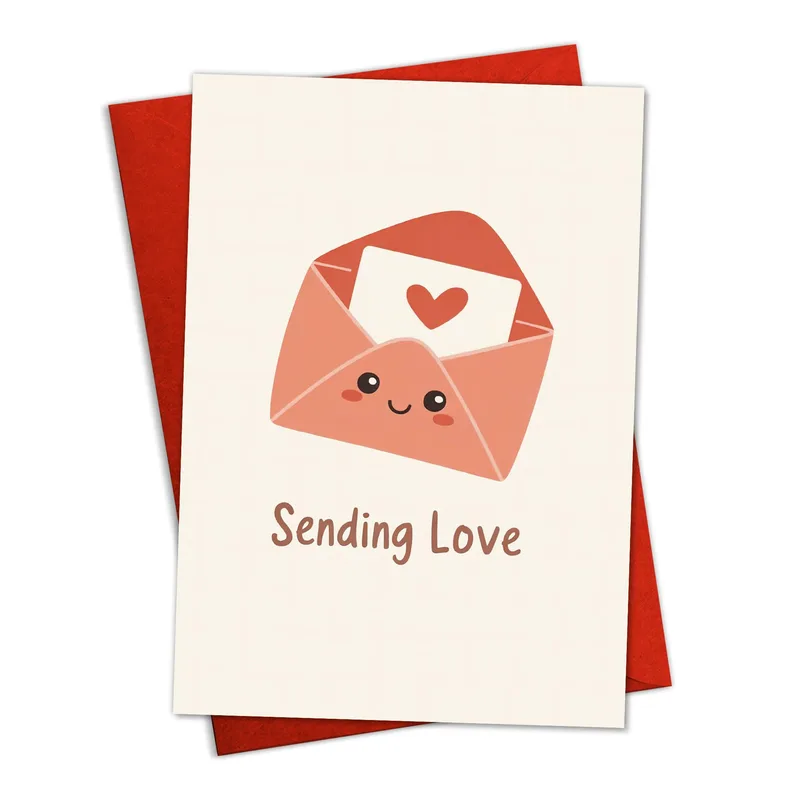 Pink Love Letter Envelope Card: A Smiling Envelope Sending Love