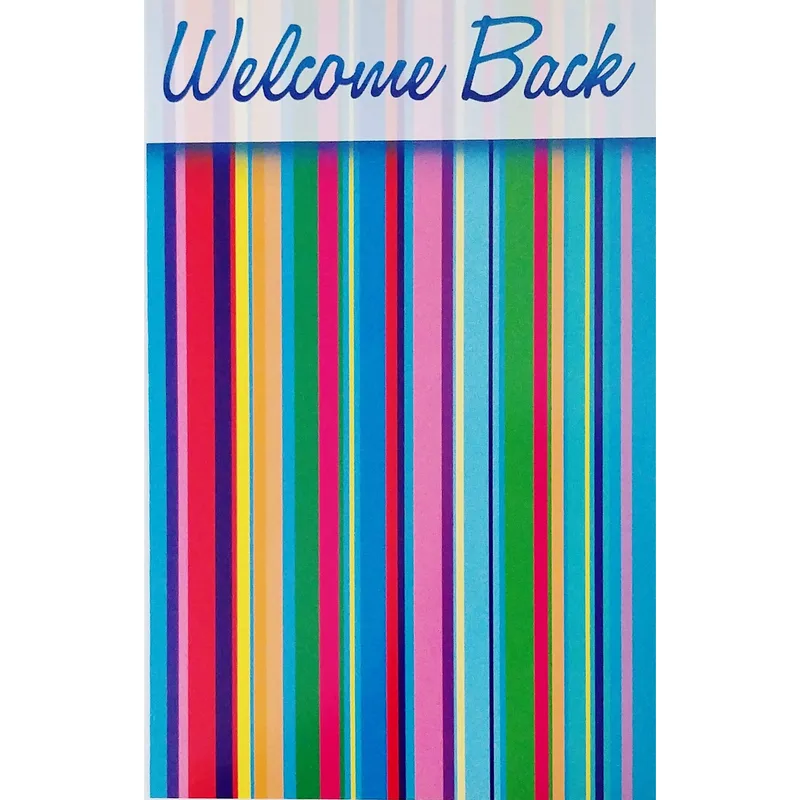 Colorful Vertical Stripes Card: A bright welcome back