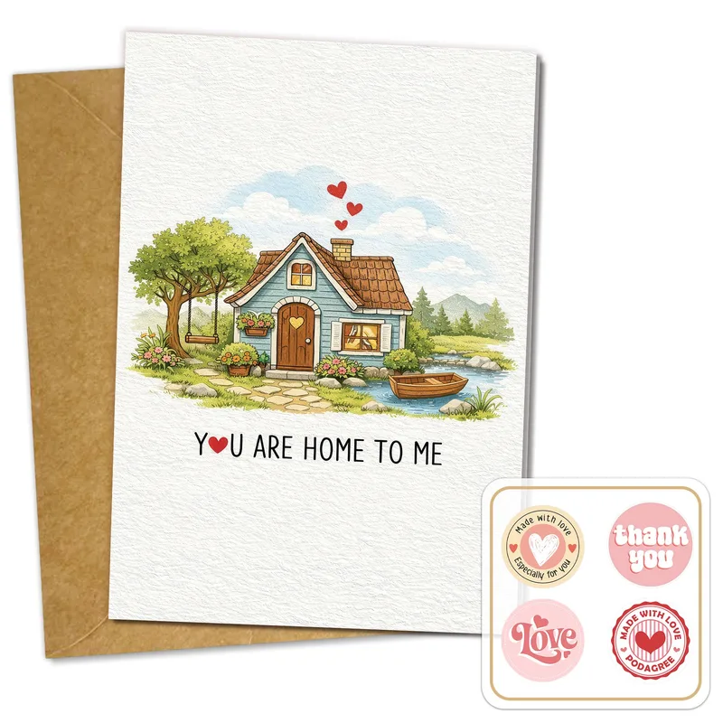By Lake Scene Love Card: You Are Home To Me Cottage Design