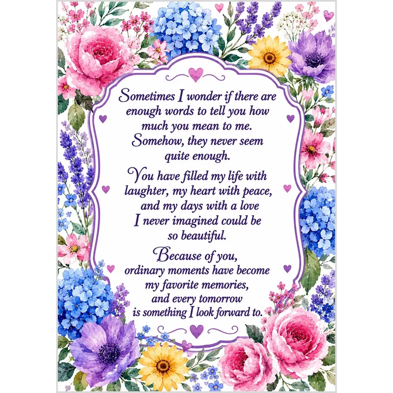 Border Poem Card Love Card for the Partner Who Makes Every Day Special